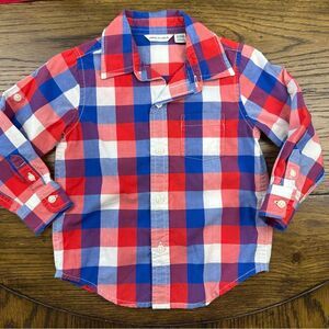 Janie and Jack Red White Blue Button Down Shirt